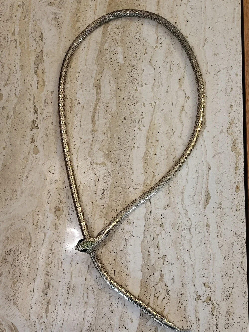Whiting Davis Vintage 60s Goldtone Oromesh Serpent Belt/Lariat Necklace 38